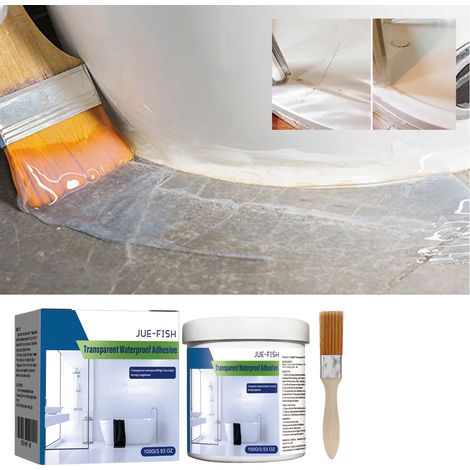 Transparenter, wasserfester Klebstoff/Beschichtung für Badezimmer, Balkone und Dächer (Fliesen müssen nicht entfernt werden) - 100 g + Pinsel (im Karton) -- DTEKGAZ (1/5)