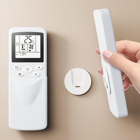 Ensemble de 4 crochets muraux pour télécommande, sans perçage pour un gain de place, compatibles avec de nombreux supports de télécommande en plastique (blanc) (1/5)