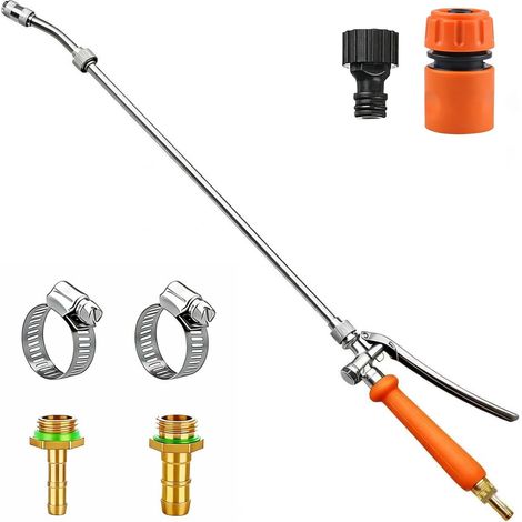 Ganzmetall-Ersatz-Sprühlanze – Messinglanze (1/4"- und 3/8"-Schlauchanschlüsse) mit Absperrventil aus Edelstahl und 2 Schlauchschellen (29 Zoll) (1/5)