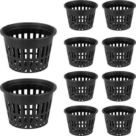 Lot de 10 pots ronds en plastique à mailles perforées de 7,6 cm (3 pouces) pour la culture hydroponique, idéaux pour les plantes de balcon ou de bureau. (1/5)