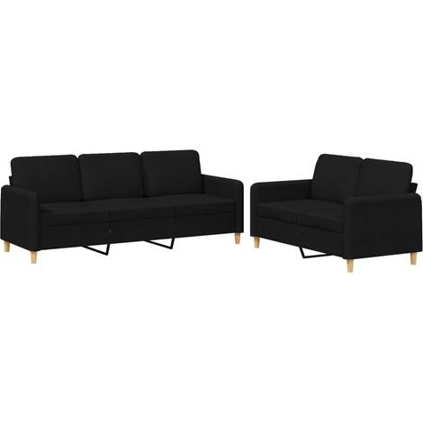 Maison Exclusive - Set di Divani 2 pz con Cuscini Nero in Tessuto (1/5)