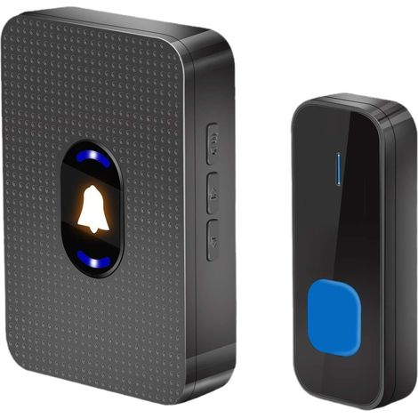Sonnette sans fil extérieure étanche, portée de 300 m, indice de protection IP55, avec récepteur intégré compatible avec la maison, 55 mélodies.-AquaForge