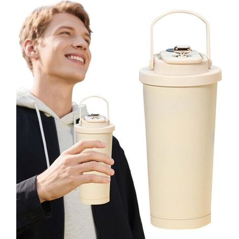 Termo,taza de café de 532 ml con asa,revestimiento cerámico antiderrame,vaso portátil para bebidas instantáneas para acampar (1/5)