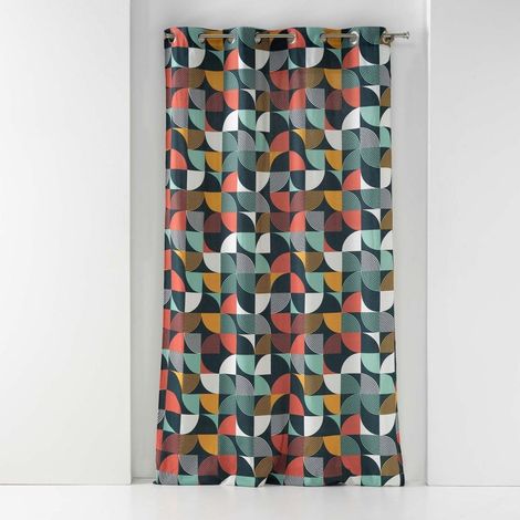 Rideau à œillets 140x240 Rythmo orange coton (1/4)