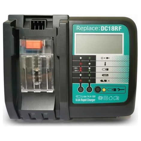 Chargeur de batterie Li-ion 14,4 V-18 V avec écran, courant de charge 3 A/6 A (rapide), compatible avec la station de charge Makita BL1830 BL1430 DC18RC DC18RA (6 A) (1/4)