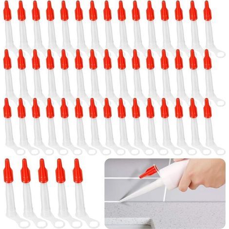 Lot de 50 buses en plastique et bouchons d'étanchéité rouges pour calfeutrage. tubes en plastique pour mastic adhésif de cuisine et de maison