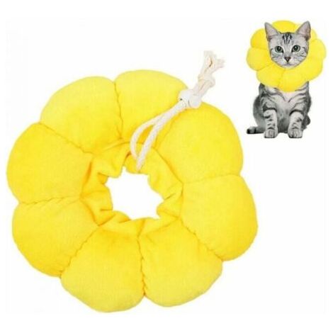 Stück Elisabethanisches Halsband, Katzen-Genesungshalsband, verstellbares Schutzhalsband, weiche Kante, atmungsaktives Haustier-Schutzhalsband, Sonnenblume (M) FLITI