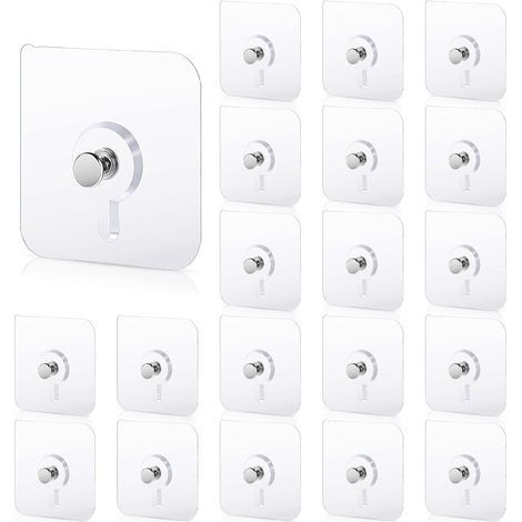 20 Stück Klebe Schrauben Selbstklebende Klebeschraube Stanzfreier klebeschrauben klebenägel wandnagelfreie Wandhaken ohne Bohren Transparente Selbstklebende Haken Küche Duschraum (1/5)