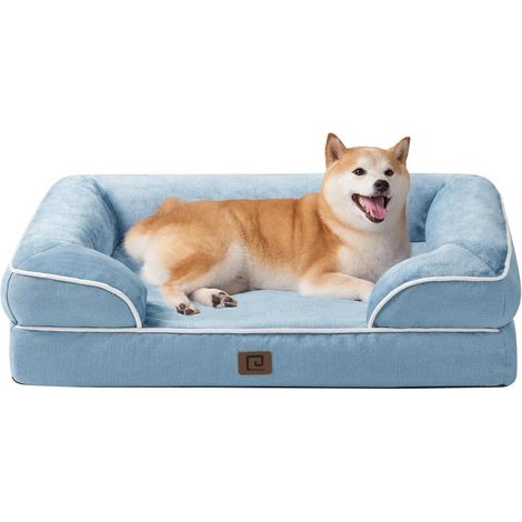 Hundebett Orthopädisch Memory Foam L 91 x B 68 x H 17 cm Hellblau (1/5)