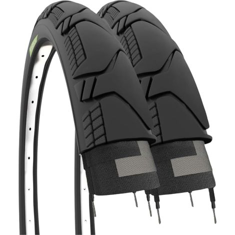 2 Copertoni 700x45C (45-622) Pneumatici Neri Demi-Slick per Bicicletta Ibrida Trekking Tassellati (1/4)