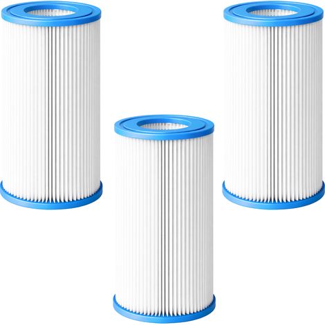 Cartouche Filtre Piscine Type A/Type III/Type C [Lot 3] Compatible Intex Bestway Flowclear Summer Waves Pompes 530-1500 GPH 10,6 x 20,3 cm ® (1/5)