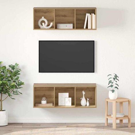 TV-Schrankset Wandmontiert 2 pcs Artisan-Eiche 37 x 37 x 107 cm
