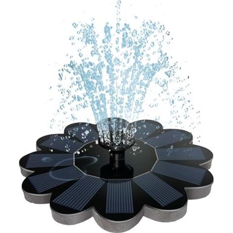 Fontaine Solaire, 1.4W Fontaine Solaire Exterieure de Jardin Avec 5 Buses et un Adaptateur, En Forme de Fleur Fontaine Exterieure de Jardin, Decoration Jardin Convient aux Bains D'oiseaux et Aux étang (1/5)