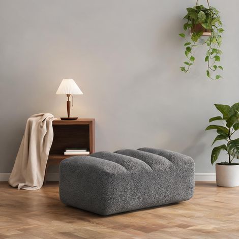 Pouf modulable sans montage 104 x 61 x 45cm mousse 32D gris (1/5)