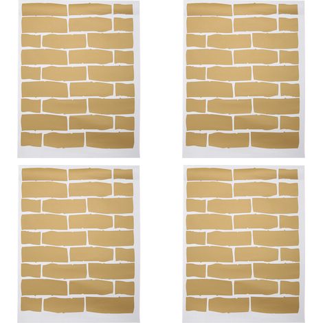 4Pcs Stickers Muraux PVC Effet Brique Innovants Décoration Maison Chambre Salon Or (1/5)