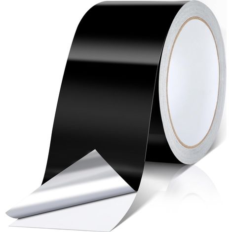 Ruban adhésif en feuille d'aluminium noire, 50 mm x 20 m, adapté aux conduits d'air haute température et aux tuyaux métalliques.