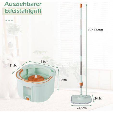 Set mocio rotante e secchio con separazione dell'acqua, testa a 360°
