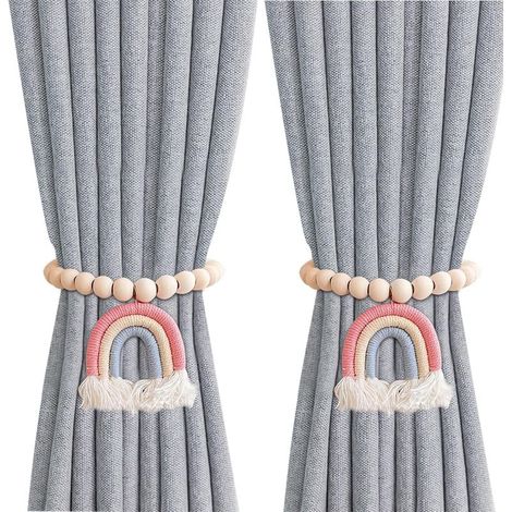 Set aus 2 Regenbogen-Vorhanghaltern - Handgestrickte Baumwolle - Für Schlafzimmer und Büro (1/5)