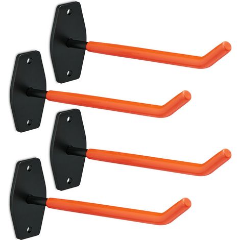 Wandmontierte Radhalterungen, 4er-Set, Wandhaken für Reifen und Felgen, maximale Traglast 40 kg, Stahl, orange und schwarz (1/4)