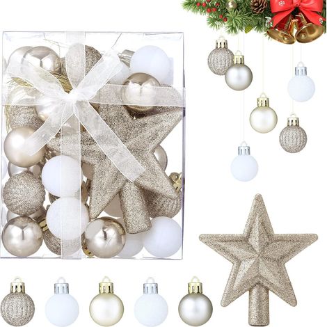 30 mini bolas de poliestireno blanco dorado de 3 cm de diámetro para rellenar, decoración del árbol de Navidad (1/4)