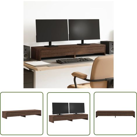 vidaXL Monitorständer mit Schubladen Eichen-Optik 100x27x15 cm (1/5)