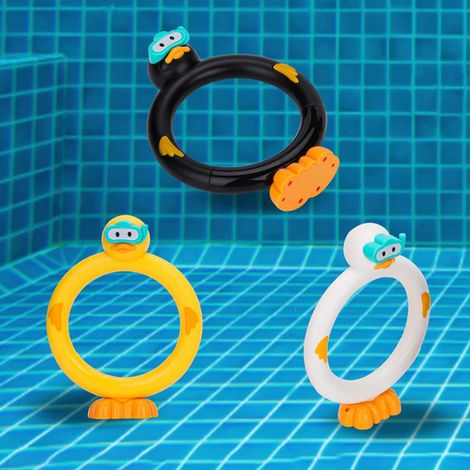 Jouets de Piscine Anneaux de Plongée Canard 3 Pièces 16,5x12,5cm Jeux Aquatiques Enfants Natation Été (1/5)