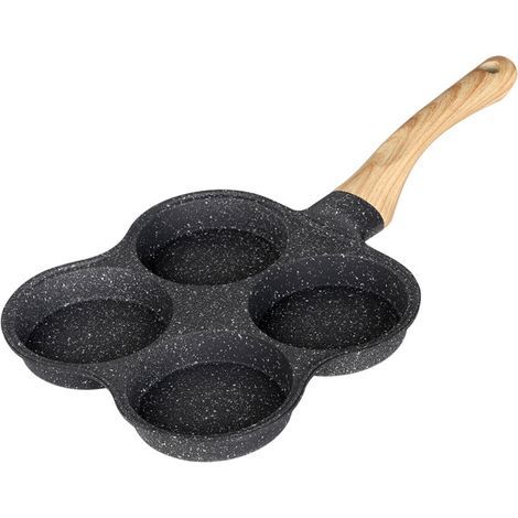 Verdickte Vier-Loch-Bratpfanne, Omelettpfanne, Antihaft-Pfanne für Eier, Pfannkuchen und Steaks, Eierringe (1/5)