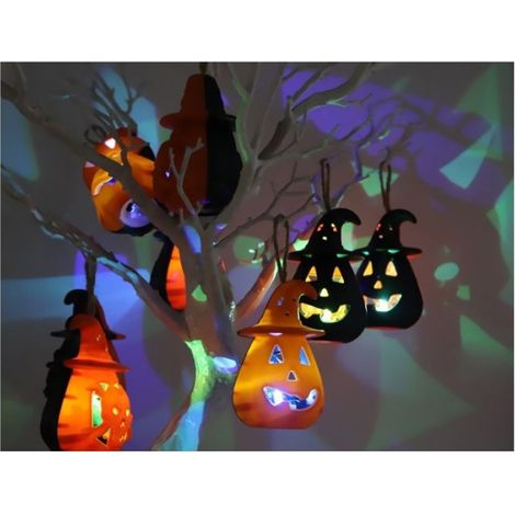 Lampe Citrouille - Décoration Halloween LED Orange - Pour Maison Hantée et Fête - 8 x 12 cm - 1 Pièce
