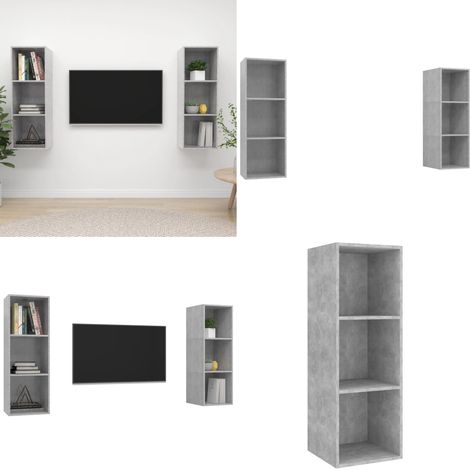 TV-Wandschränke 2 Stk. Betongrau Holzwerkstoff - Wandregal - Schrank für HiFi (1/5)