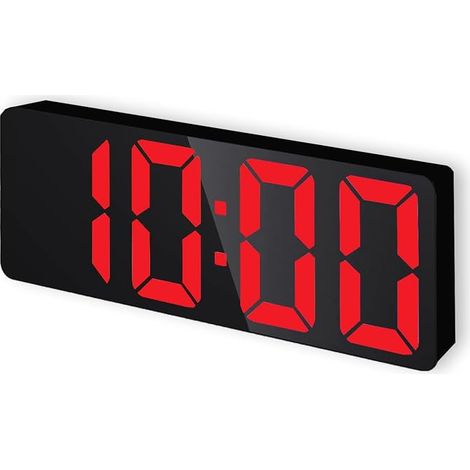 Sveglia digitale da comodino con display a LED, visualizzazione di ora, data e temperatura, alimentazione tramite USB e a batteria – Casa, Viaggio (cassa nera e numeri rossi) (1/5)