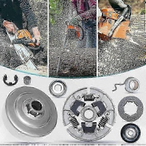 Kit de tambour d'embrayage et pignon de tronçonneuse 3/8" compatible avec STIHL MS170, MS171, MS180, MS181, MS190T, MS191T, MS210, MS211, MS230 et MS250 (Re-cdsx) (1/4)