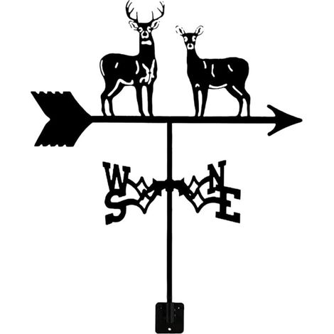 Lumière de Direction du vent coq en fer pour-quelques cerfs (1/2)