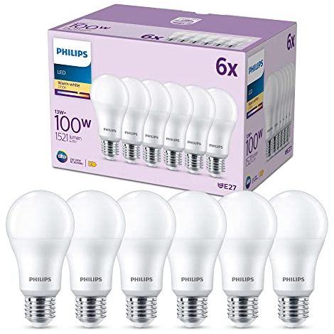 Philips LED Lampadina, Luce Bianca Calda, 100W, E27, 6 Pezzi (1/4)