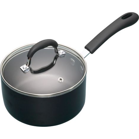 KitchenCraft MasterClass Casserole antiadhésive de Aluminium émaillé de 16 cm, acier, noir