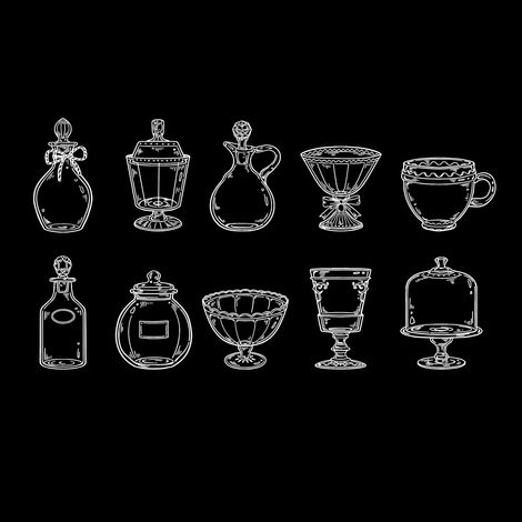 Lot de 30 stickers créatifs PET vintage noir et blanc, série petit verre, pour scrapbooking Type 1 (1/5)
