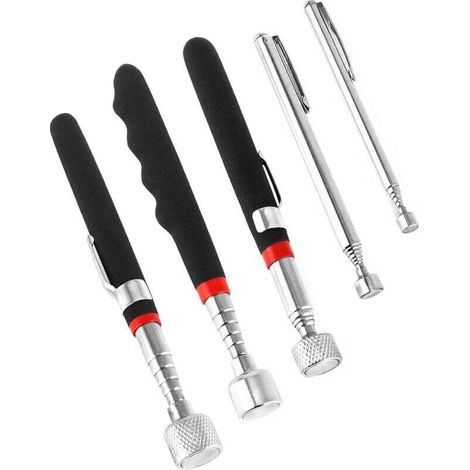 Lot de 5 tiges télescopiques magnétiques, outil de ramassage magnétique extensible, acier inoxydable, 1,5 LB 3 LB 10 LB 15 LB 20 LB