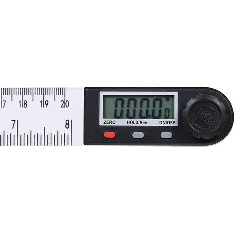 Règle d'angle multifonctionnelle à affichage LCD numérique 0-200 mm, goniomètre électronique à 360 °, rapporteur, outil de mesure avec fonction de maintien et de mise à zéro (1/5)