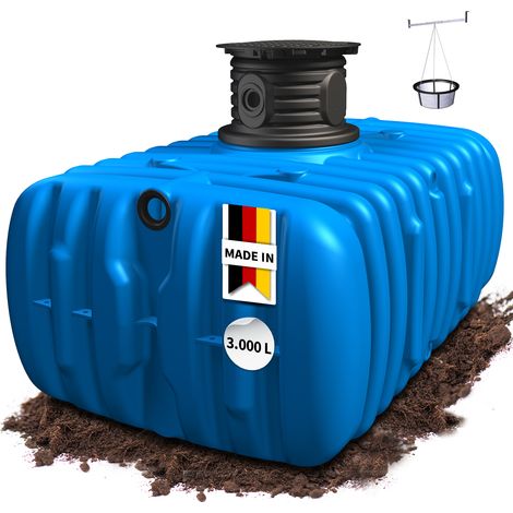 4rain FLAT M Flachtank-Set 3000 Liter inkl. Schachtverlängerung, Filterkorb und Traverse