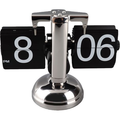 Horloge numérique pliable rétro minimaliste, horloge de bureau mécanique automatique de 30 cm pour la maison et le salon, noire (1/5)