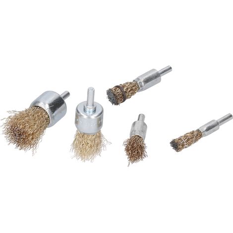 Lot de 9 brosses métalliques pour perceuse, roues de polissage avec tige pour meuleuse électrique, accessoires de ponçage et lustrage. (1/5)