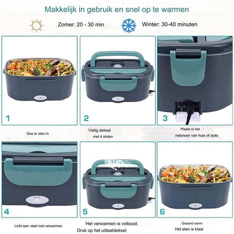 Boîte lunch électrique inox - 220V+12V - Chauffage sans eau 3en1 - Compartiments - Adultes (1/5)