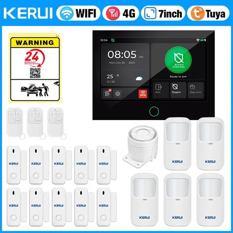 (Pack 10) Système d'alarme de sécurité pour maison intelligente WiFi 4G, kit d'alarme GSM sans fil, adapté à un usage résidentiel. (1/5)