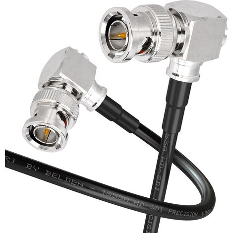 Câble SDI 6G BNC 75 Ohms 1855A 60cm, BNC Mâle vers Mâle Double Coudé, Cordon Fin Vidéo Flexible à Double Blindage, pour Moniteur Vidéo (1/5)