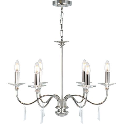 Elstead Finsbury Park - Lustre à 6 bras multiples au fini nickel poli - abat-jour non inclus, E14 (1/5)