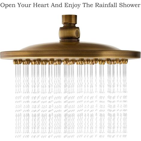 Pommeau De Douche Rond En Laiton Brossé Antique TêTe De Douche à Effet Pluie De 8 Pouces Avec Filtre Adapté à La Douche De Salle De Bain Bronze Style Vintage Connecteur à Billes G1 / 2