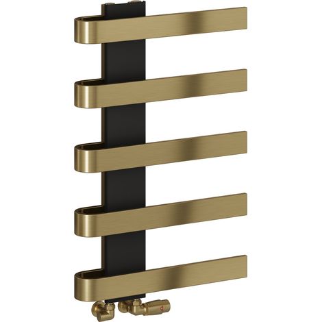 Reina Panaro Designer Heated Towel Rail 800mm H x 500mm W - Brushed Brass (1/3)