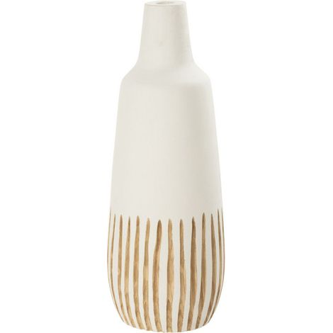 Vase Design en Bois "Ying" 56cm Blanc & Naturel (1/4)