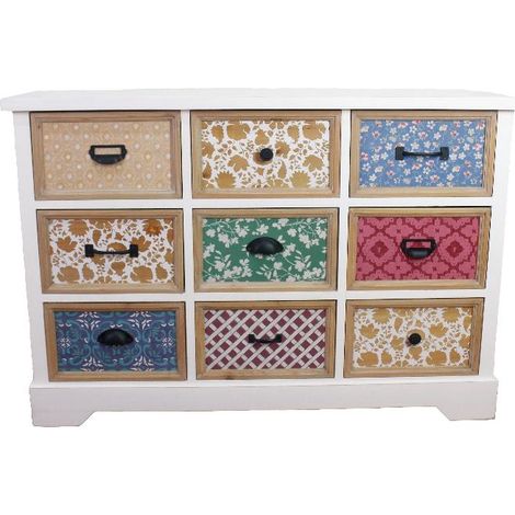 Mobile Cassettiera in Legno con 9 Cassetti 110 x 34 x 76 cm (1/2)