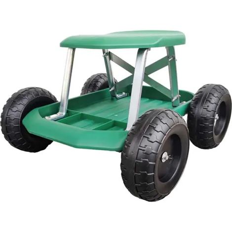 Tabouret de jardin à roulettes 49,5x43x30,5cm - Charge max 200kg