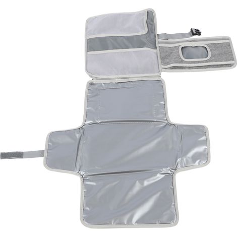 Matelas à langer portable et imperméable pour bébé, idéal pour les voyages et les promenades, avec porte-lingettes. (1/5)